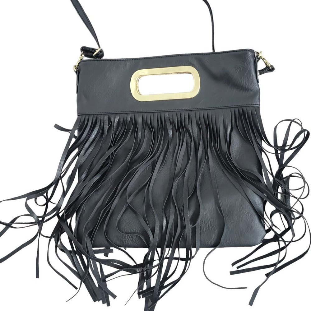 Fantastic Black Fringe Hippie Boho Purse